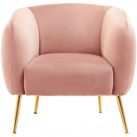 Yasmeen Velvet Upholstered Armchair - Pink Front View