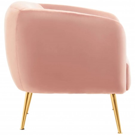 Yasmeen Velvet Upholstered Armchair - Pink Side View