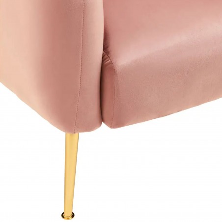 Yasmeen Velvet Upholstered Armchair - Pink Leg Detail