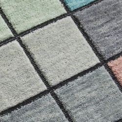 Chequers Geometric Hi-Low Textured Wool Multicolour Rug Pattern Detail