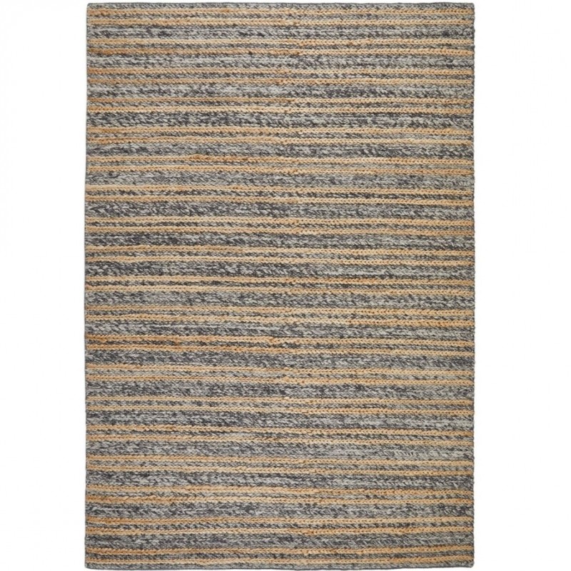 An image of Elegance Striped Handwoven Rug - Charcoal - 120cm x 170cm