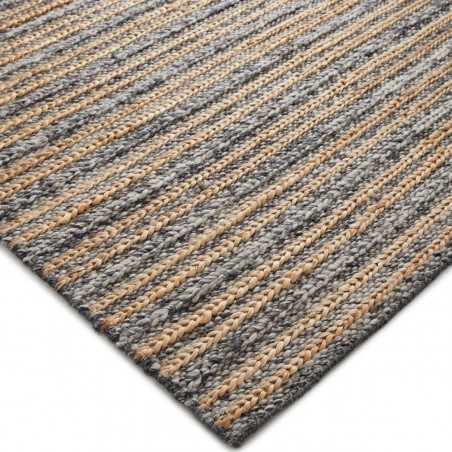 Elegance Striped Handwoven Rug - Charcoal Edge Detail