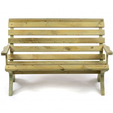 Lilly Wooden Three Seat Garden Bench Front View