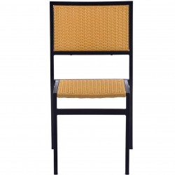 Wytham Metal & Rattan Garden Chair -Teak Front View