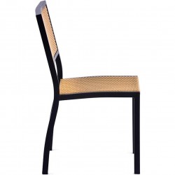 Wytham Metal & Rattan Garden Chair -Teak Side View