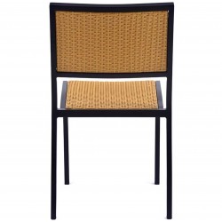 Wytham Metal & Rattan Garden Chair -Teak Rear View