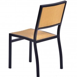 Wytham Metal & Rattan Garden Chair -Teak Angled View