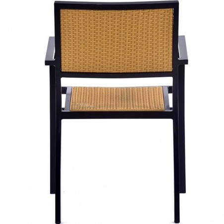 Wytham Metal & Rattan Garden Arm Chair - Teak Rear View
