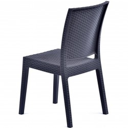 Novara Garden Stackable Recycled Side Chair - Anthracite Angled View