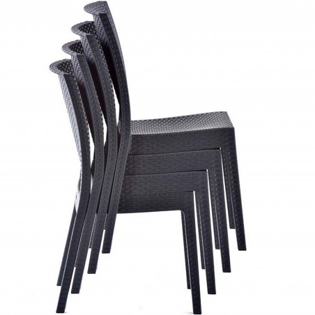 Novara Garden Stackable Recycled Side Chair - Anthracite Stacking Feature