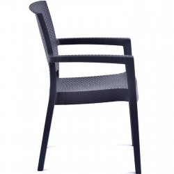 Novara Garden Stackable Recycled Arm Chair - Anthracite side View