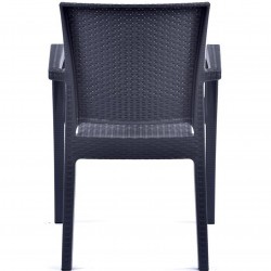 Novara Garden Stackable Recycled Arm Chair - Anthracite Rear View