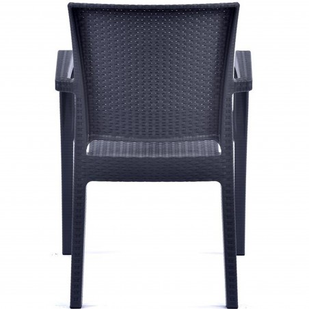Novara Garden Stackable Recycled Arm Chair - Anthracite Rear View