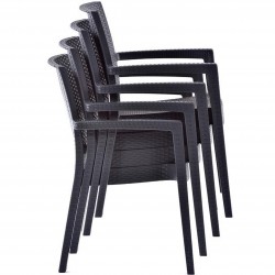 Novara Garden Stackable Recycled Arm Chair - Anthracite Stacking Feature