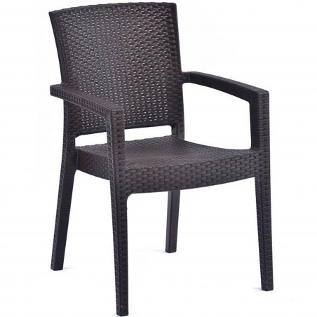 Novara Garden Stackable Recycled Arm Chair - Brown