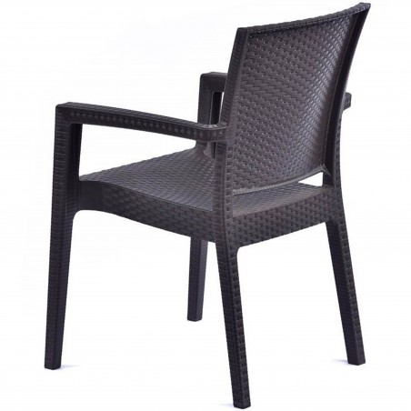 Novara Garden Stackable Recycled Arm Chair - Brown Angled View