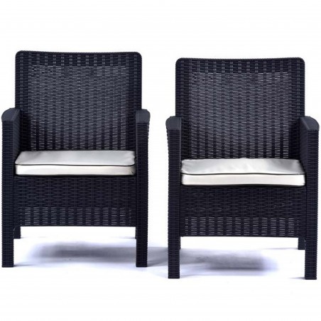 Dixon Pair Of Rattan Tub Armchairs - Anthracite Front View