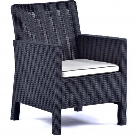 Rattan Tub Armchairs Angled View - Anthracite