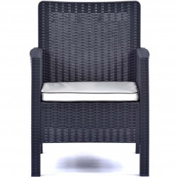Rattan Tub Armchairs Angled View - Anthracite Front View