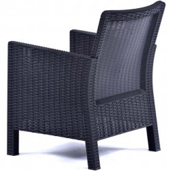 Rattan Tub Armchairs Angled View - Anthracite Rear Angled View