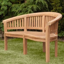 Oxford Three Seater Teak Garden Bench mood shot 1