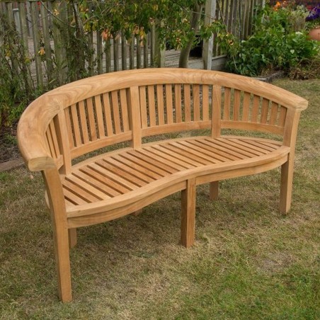 Oxford Three Seater Teak Garden Bench mood shot 2