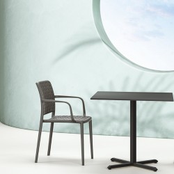 Capri Polypropylene Plastic Stackable Arm Chair - Anthracite Mood Shot