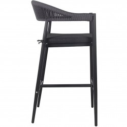 Cumnor Rope Weave Bar Stool - Anthracite Side View
