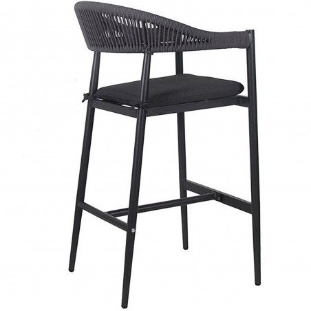 Cumnor Rope Weave Bar Stool - Anthracite Angled View