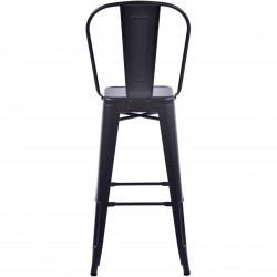 Tolix Style Metal Bar Stool with High Backrest - Gunmetal  Rear View