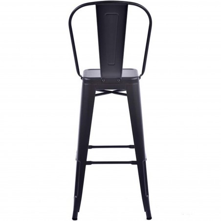 Tolix Style Metal Bar Stool with High Backrest - Gunmetal  Rear View
