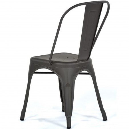 Tolix Style Side Chair  - Gunmetal Angled View