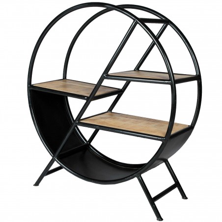 Kinver Industrial Round Open Bookcase Angled View