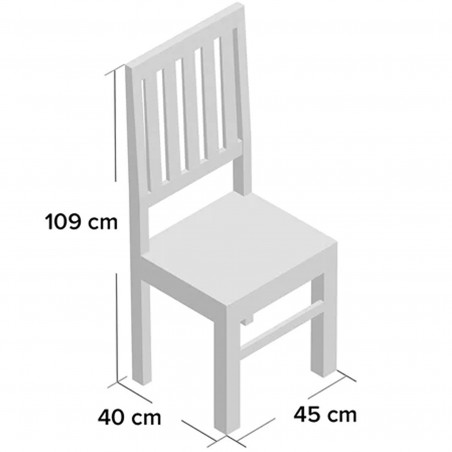 Indore Dark Mango Slat Back Chair -Dimensions