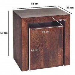Indore Dark Mango Cubed Nest of 2 Tables - Dimensions