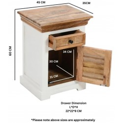 Alfie Solid Mango Wood Bedside Cabinet - Dimensions