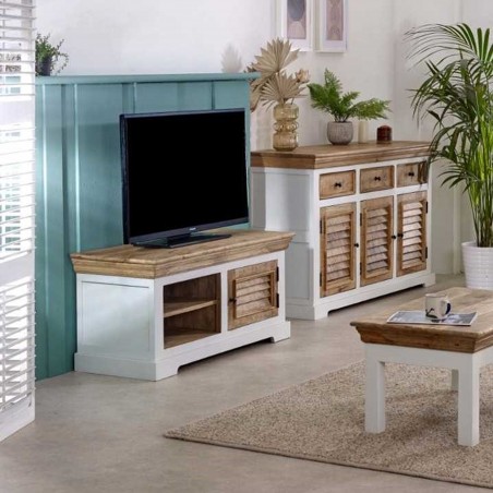 Alfie Solid Mango Wood TV Cabinet Room shot
