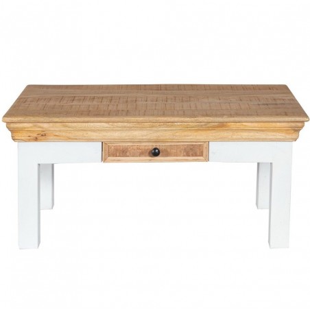 Alfie Solid Mango Wood Coffee Table With Drawer - Front View