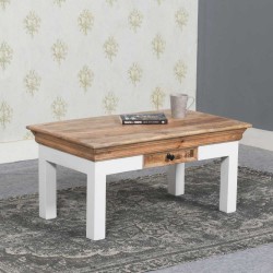 Alfie Solid Mango Wood Coffee Table With Drawer Mood shot