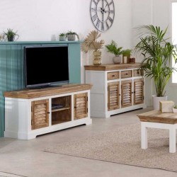 Alfie Solid Mango Wood Large TV Cabinet room shot