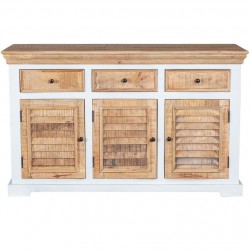 Alfie Solid Mango Wood Three Drawer Three Door Sideboard - Front view