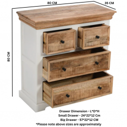 Alfie Solid Mango Wood Four Drawer Chest Dimensions