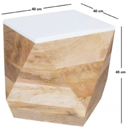 Alfie Solid Mango Wood Side Table - Dimensions