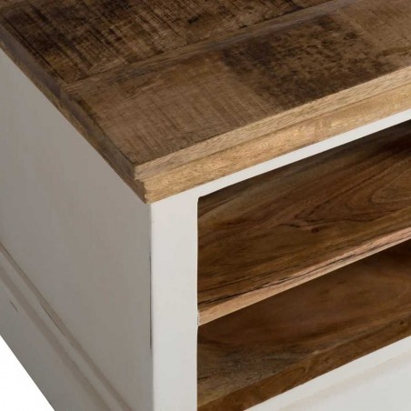 Alfie Solid Mango Wood Shoe Cabinet Top detail