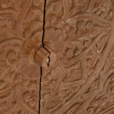 Artwork Carved Mango Wood Two Door Sideboard Carving Detail