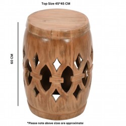 Artwork Carved Mango Wood Side Table - Dimensions