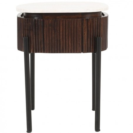 Opal Mango Wood Bedside Table with Drawer Front View