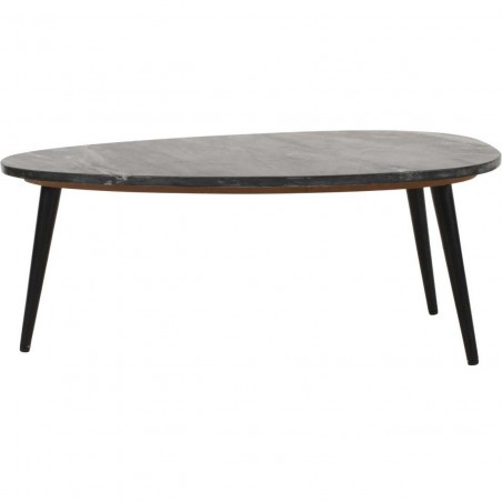 Opal Coffee Table with Marble Top and Metal Legs - Black Front View
