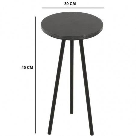 Opal Side Table with Marble Top - Black Dimensions
