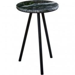 Opal Side Table with Marble Top - Black